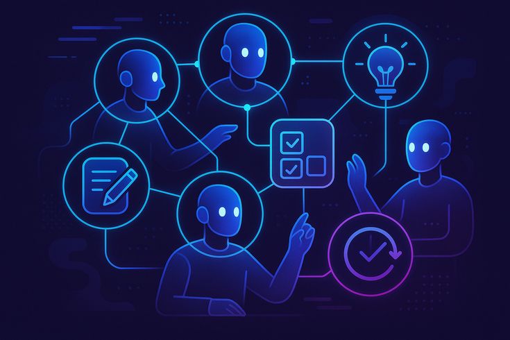 image of some robots doing works as Ai agents in marketing