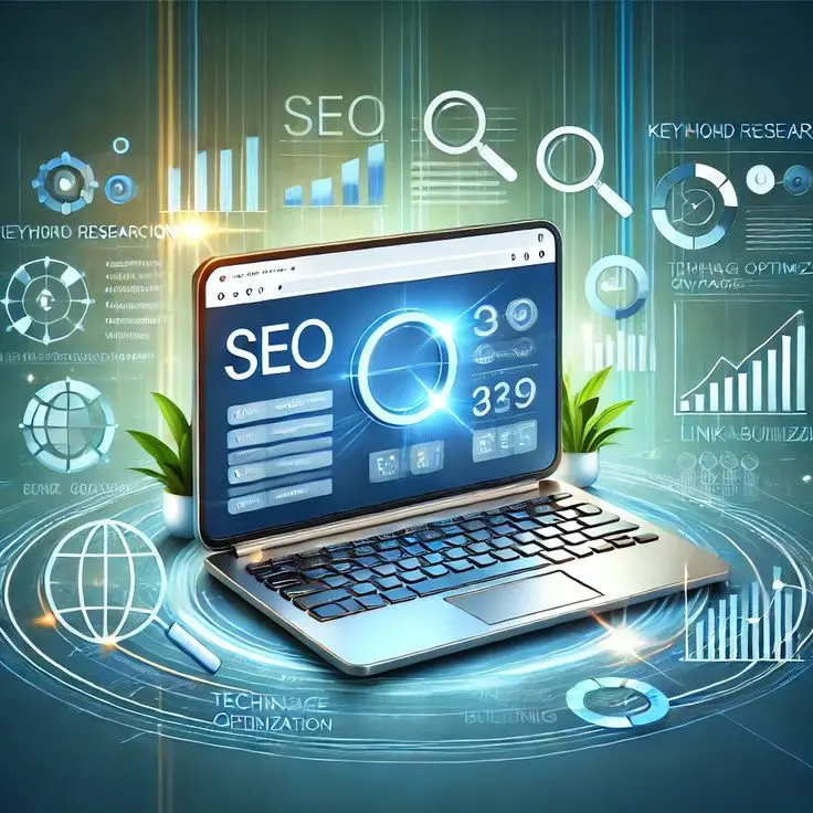 seo text on laptop best freelance digital marketer in Abudhabi